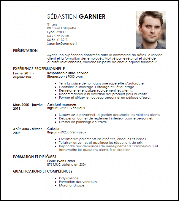 Exemple de CV Chef d'Équipe Formateur  Exemples & Modèles 