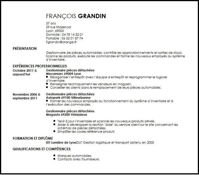 Exemple de cv avec référence