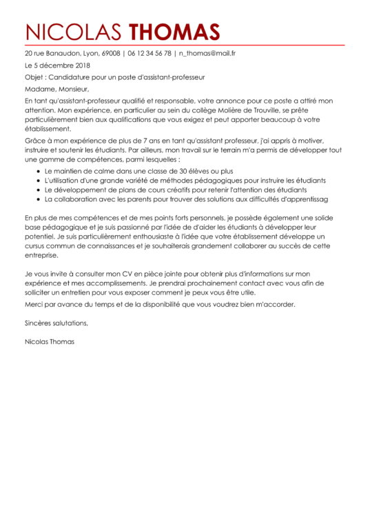 Exemple Lettre De Motivation Poste Spécifique éducation 