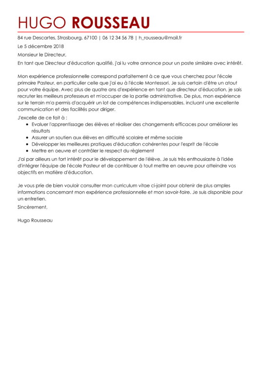 Lettre De Motivation Lorsque L On Est Déja En Poste  Exemple de Lettre