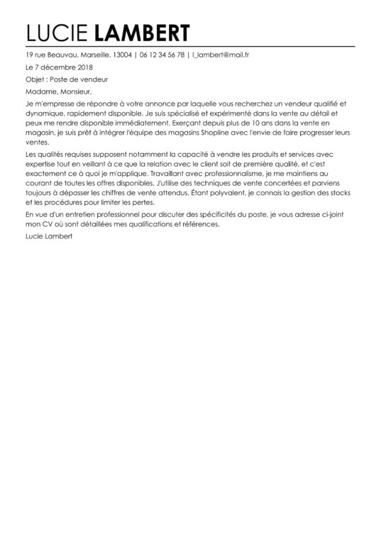Exemples de lettres de motivation personnalisables  LiveCareer
